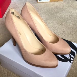 Beige Nine West Stilettos with Wooden Heel